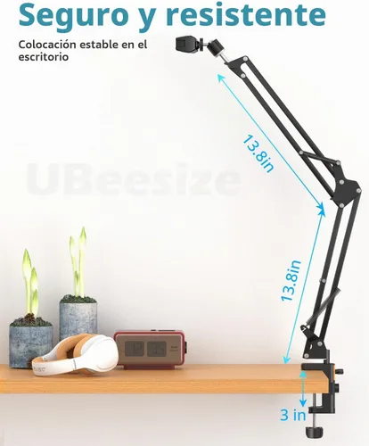 Vista 3 de UBeesize Soporte de Teléfono Aéreo, Brazo de Cámara Web Flexible con Soporte para Teléfono y Cabeza Esférica, Trípode Aéreo para Teléfono, Dibujo