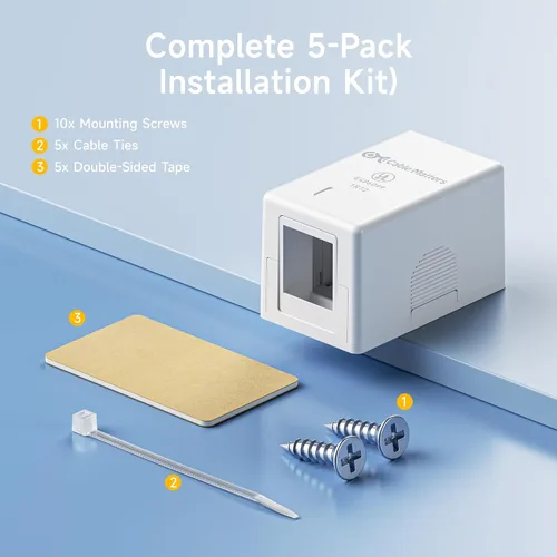 Vista 7 de Cable Matters Caja de montaje en superficie con conector Keystone de 1 puerto con certificación UL, color blanco Keystone Jack Surface Mount Box