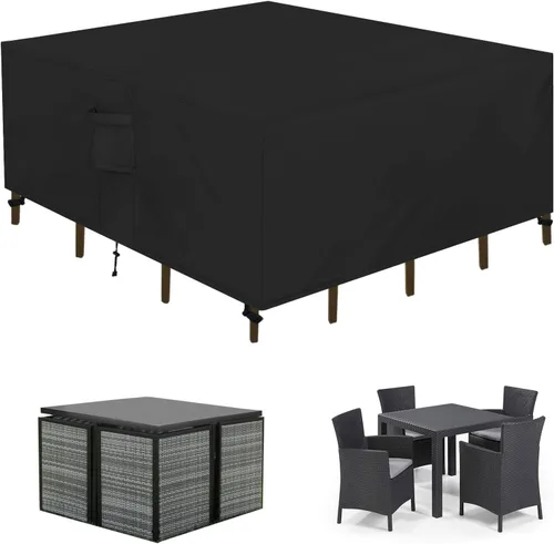 Vista 16 de Easy-Going Funda rectangular para muebles de patio, impermeable, para mesa de comedor y silla, anti-UV, juego de fundas de sofá seccional exterior