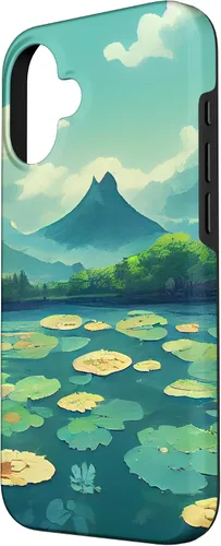 Vista 2 de Funda para iPhone 16 Lily Pads on a Lake, Studio Ghibli / Breath of the Wild