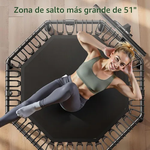 Vista 2 de BCAN - Cama elástica miniatura octagonal de 51 pulgadas, carga máxima de 450 libras; cama elástica de aptitud física con barra de asa T ajustable