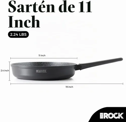 Vista 9 de THE ROCK SOHO - Sartén antiadherente de 11 pulgadas, no se pega, nunca se deforma, dura más tiempo, sartén saludable con mango resistente al calor