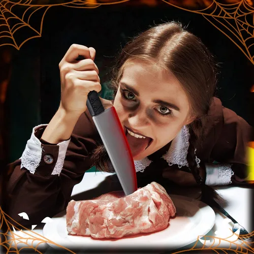Vista 6 de Vinsot Juego de cuchillos de plástico de Halloween de 9 piezas, accesorios