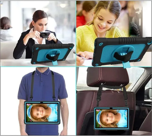 Vista 4 de Mignova - Funda para tablet Lenovo M10 Plus de 3ª generación 2022 con función atril giratoria incorporada, correa de hombro, correa de mano, híbrida