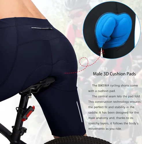Vista 4 de Pantalones cortos de ciclismo para hombre con acolchado 3D para ciclismo de carretera, ciclismo de montaña, ciclismo UPF 50+, bolsillos