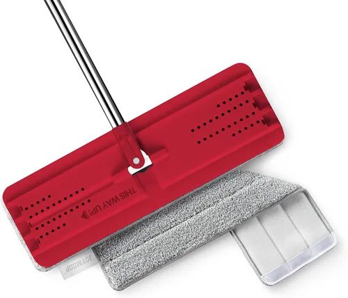Vista 9 de JOYMOOP Trapeador plano, trapeadores de microfibra para limpieza de pisos y limpiador de paredes, trapeadores de 50 pulgadas con cabeza plana de 13