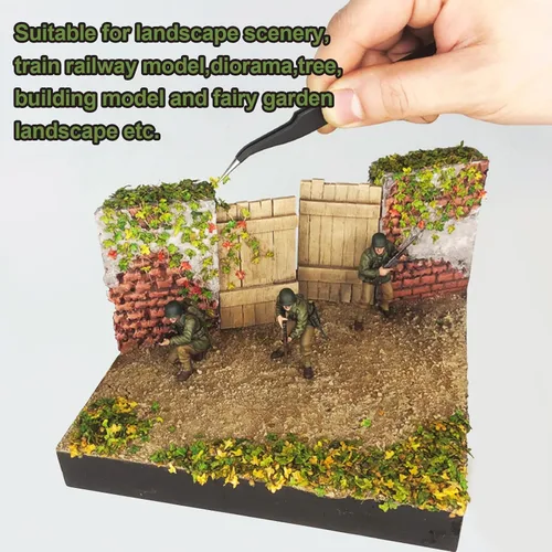 Vista 2 de FOIMAS Hojas de simulación de hojas en miniatura realistas para bricolaje, modelo ferroviario, jardín, diorama, paisaje, diseño de paisaje, paquete