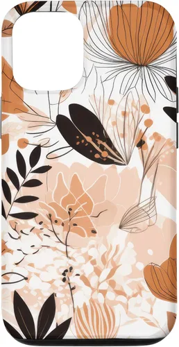Vista 11 de Funda para iPhone 12 mini con diseño de flores silvestres neutras y estéticas, color crema