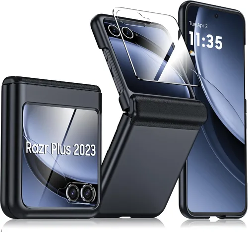 Vista 19 de para Samsung Galaxy Z Flip 7 Funda con protección de bisagras y protector de pantalla incorporado, funda de cuero mate de policarbonato ultradelgada