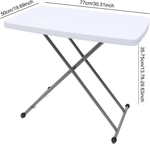 Vista 3 de YIYIBYUS Mesa plegable portátil de altura ajustable con pies cruzados en X para picnic, playa, escritorio personal, mesa de comedor para el hogar