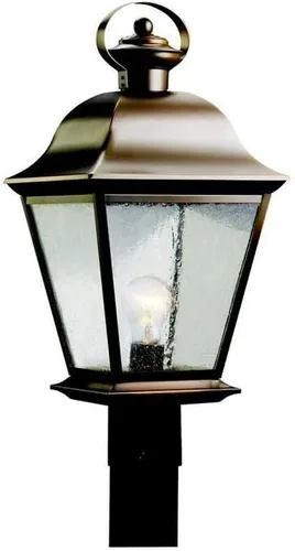 Vista 2 de Kichler Mount Vernon - Luz de poste para exteriores de 19.5 pulgadas con cristal transparente sembrado en bronce antiguo