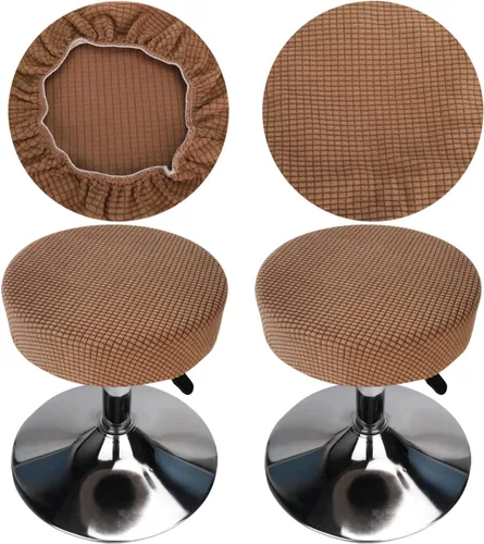 Vista 15 de Funda de taburete redonda de 12 a 16 pulgadas, fundas de asiento redondas para taburetes de bar, tela de lujo elástica, lavable de jacquard a prueba