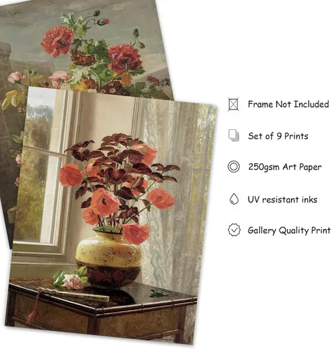 Vista 3 de Impresiones artísticas de pared florales vintage, pintura al óleo de primavera, pósteres de flores retro, naturaleza silvestre, arte de pared