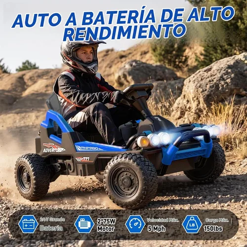 Vista 2 de 24V Ride On Toys for Big Kids 3-12, Enhanced Metal Frame, 150 Lbs, Blue