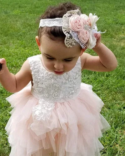 Vista 4 de Topmaker Vestido de niña de flores sin espalda acampanado de encaje