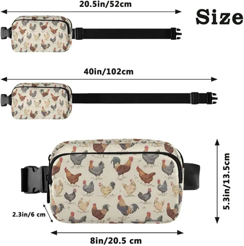 Vista 3 de ALAZA Riñonera de dibujos animados de gallo de pollo, bolsa cruzada para hombres y mujeres, senderismo, correr, ciclismo, viajes