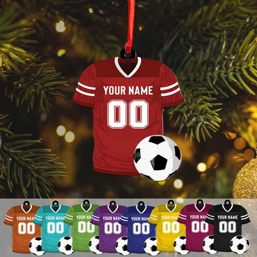 Vista 18 de Adorno plano de Navidad personalizado 2024, adorno de fútbol para niños, decoración de árbol de Navidad, regalos para jugadores de fútbol