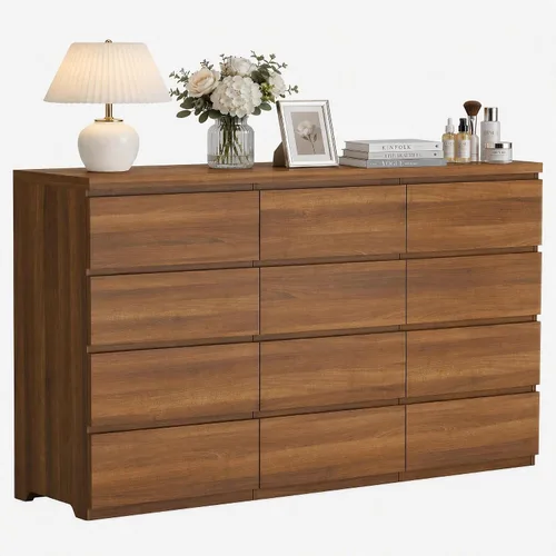 Vista 12 de Cómoda negra de 6 cajones para dormitorio, cómoda de cajones profundos moderna con diseño sin tirador, cómoda de almacenamiento con cajones, mueble