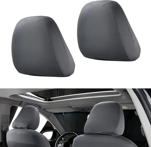 Vista 7 de 2 fundas para reposacabezas de asiento de automóvil, 9" x 10.6" de punto elástico transpirable completamente envolvente, cubierta antipolvo simple