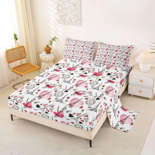 Vista 8 de Erosebridal Juego de sábanas de rosas tamaño individual, color azul, diseño romántico para mujeres, niñas, esposa, pareja, día de San Valentín