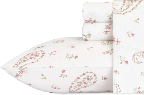 Vista 28 de Laura Ashley - Juego de sábanas individuales con sábana bajera y funda de Bettinas Blooms Rojo