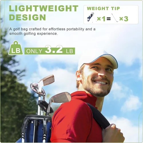 Vista 4 de Bolsa de golf ligera con soporte para transportar – Bolsa de golf fácil de llevar y duradera para Pitch n Putt para el campo de práctica, Par 3