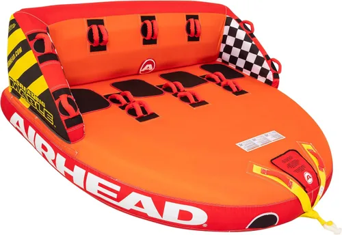Vista 14 de Airhead Mable Towable Tube for Boating, 1-4 Rider Inflatable Boat Tube for Water Tubing, Heavy Duty Full Nylon Cover, EVA Foam Pads, Dual Tow Point