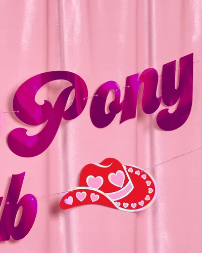 Vista 6 de xo, Fetti Cartel Pink Pony Club – Lámina rosa 5 pies Decoraciones de despedida de soltera, cartel de fiesta de cumpleaños, fondo de cumpleaños