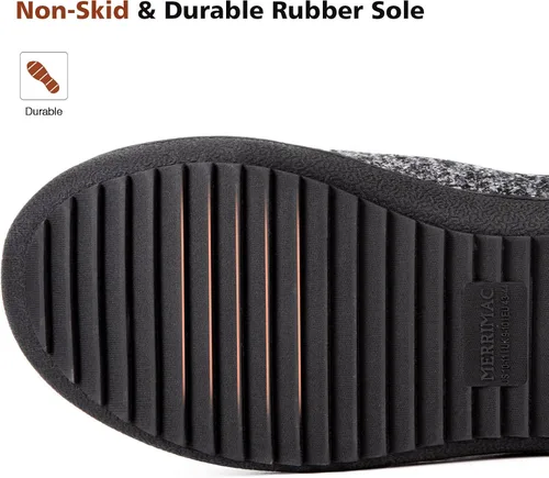 Vista 5 de MERRIMAC Pantuflas de espuma viscoelástica de punto para hombre, cómodas, con forro de sherpa