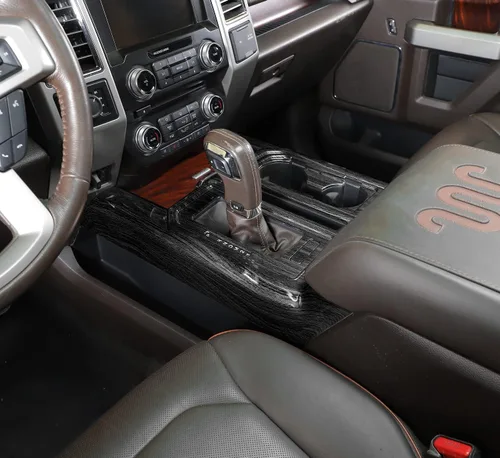 Vista 6 de Voodonala Cubierta de panel de consola de engranajes estilo madera negra para Ford F150 2015-2020 (madera negra, 1 unidad, ABS)