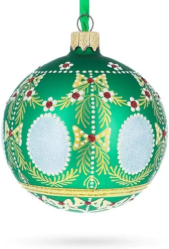 Vista 6 de 1908 Alexander Palace Royal Egg Bola de cristal verde adorno de Navidad 3.25 pulgadas