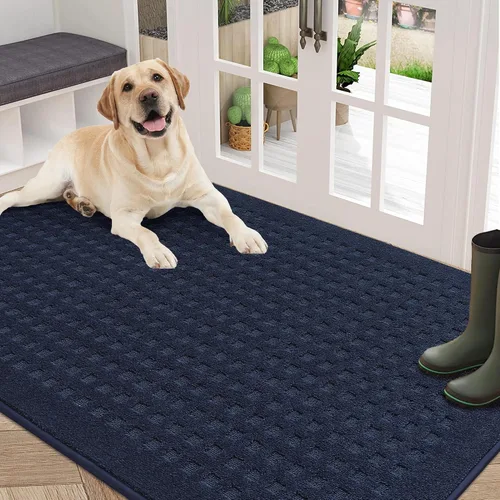 Vista 17 de BEQHAUSE Tapetes para puerta de 20 x 32 pulgadas, tapete antideslizante de punto gofre, de perfil bajo, resistente a la suciedad y absorbente, Beige