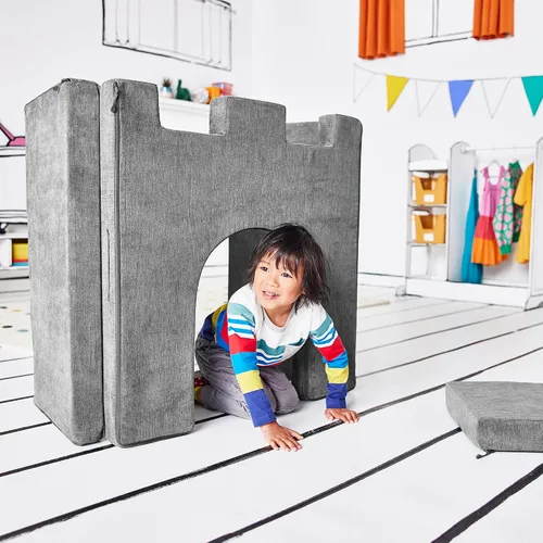 Vista 10 de Yourigami Castillo de Juego para Niños y Niños Pequeños, Juego de Complementos de Sofá para Sala de Juegos, Diseño Modular Duradero, Blue Lagoon