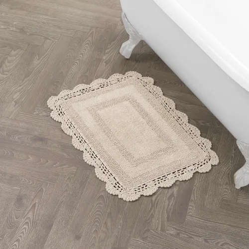 Vista 18 de Laura Ashley Alfombra de baño de algodón de ganchillo 17x24 in, Aqua