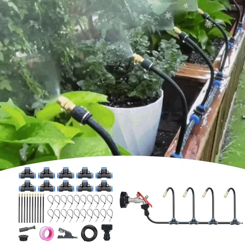 Vista 2 de New Quick Connector Drip Automatic Irrigation System with 360-degree Bending Dropper, Adjustable Atomizing Nozzle for Watering Sprinkler System for
