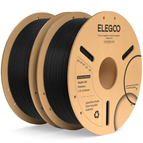 Vista 13 de ELEGOO Paquete de filamento PLA Plus negro 10KG, filamento para impresora 3D PLA+ resistente de 1.75mm precisión dimensional +/- 0.02mm, paquete