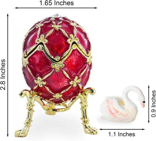 Vista 3 de BestPysanky 1906 Huevo de Pascua imperial real cisne en rojo