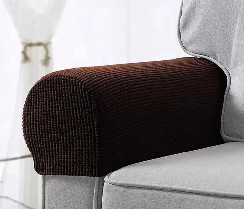 Vista 10 de Fundas elásticas para reposabrazos para sillas y sofás, fundas para reposabrazos de sofá de elastano jacquard, protector de muebles antideslizante