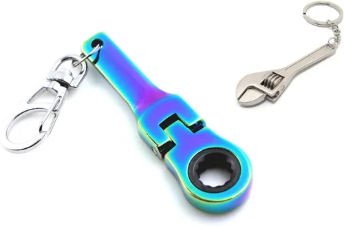 Vista 11 de GT/ Rotors Llave de Carraca Mini de 10mm para Llavero (Bono Gratis: Llavero de Cinta Métrica Mini) (Neo Chrome)