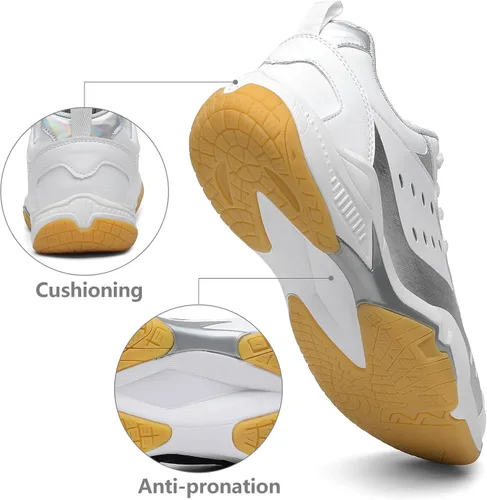 Vista 3 de Zapatos de pickleball para hombres y mujeres, zapatos de tenis ligeros para interiores y exteriores, para entrenamiento de pista, raqueta, squash