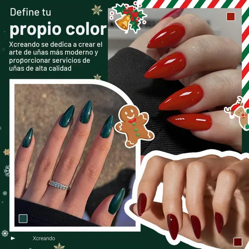 Vista 5 de 48 piezas de uñas postizas a presión color burdeos, uñas falsas en forma de almendra, pegamento para uñas, uñas de longitud media