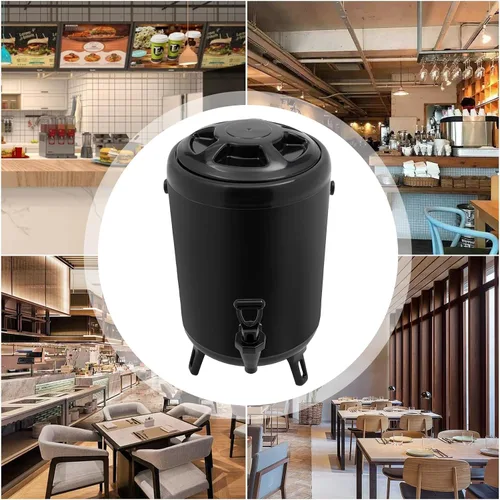 Vista 8 de Dispensador de bebidas de acero inoxidable de 2.11 galones, dispensador de bebidas frías y calientes con espita y termómetro para café, té, jugo