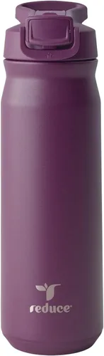 Vista 14 de REDUCE Hydrate Pro - Botella de agua aislada de acero inoxidable de 24 onzas, tapa abatible a prueba de fugas, apta para lavavajillas, sin BPA, Negro