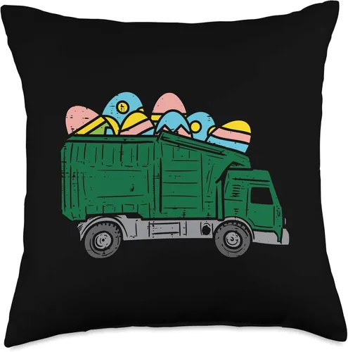 Vista 5 de Easter Pillows for Kids Toddler Boys Girls Gifts Almohada para niños con diseño de camión de basura, diseño de huevos de Pascua, 15.7 x 15.7 in