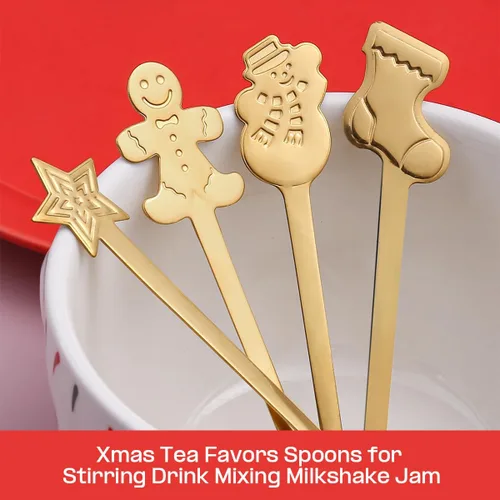 Vista 3 de Juego de cucharas de Navidad, cuchara de café creativa de acero inoxidable, cucharas de té de Navidad para revolver, mezclar, batidos, mermelada