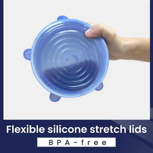Vista 2 de Gadgetime USA - Tapas elásticas de silicona - Fundas para tazones - Almacenamiento de alimentos reutilizables - Tapas de silicona aptas