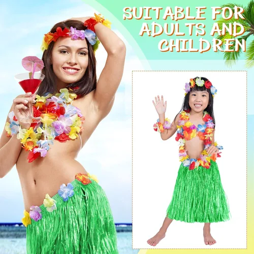 Vista 6 de 12 faldas hawaianas de hierba hula para niños para fiesta Luau, cumpleaños, vestido de graduación, espectáculos festivos, fiesta de celebración