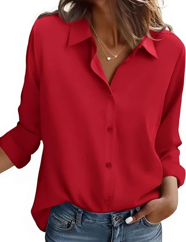 Vista 17 de ZEAGOO Camisa de manga larga con botones para mujer, blusas con estampado floral, trajes de trabajo casuales de negocios, tallas S-XXL