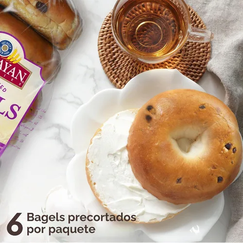 Vista 4 de Toufayan Bagels de canela y pasas Alto en proteínas Vegano (2 unidades, 12 bagels en total)
