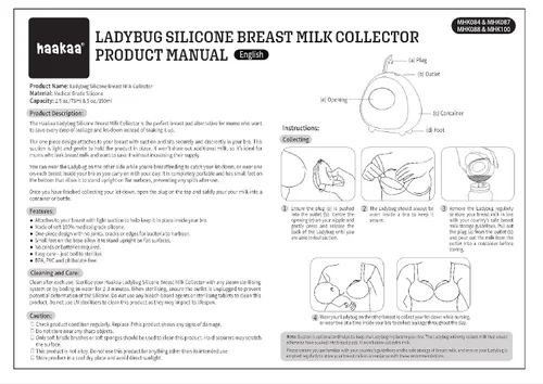 Vista 9 de haakaa Ladybug Colector de Leche Materna de Silicona - Copas Protectoras para Lactancia, Protege Pezones Doloridos, Extra Suave y Reutilizable